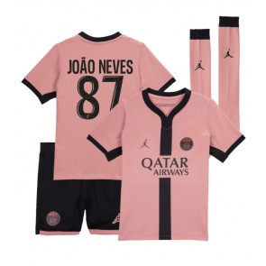 Paris Saint-Germain Joao Neves #87 Dětské Alternativní dres komplet 2024-25 Krátký Rukáv (+ trenýrky)